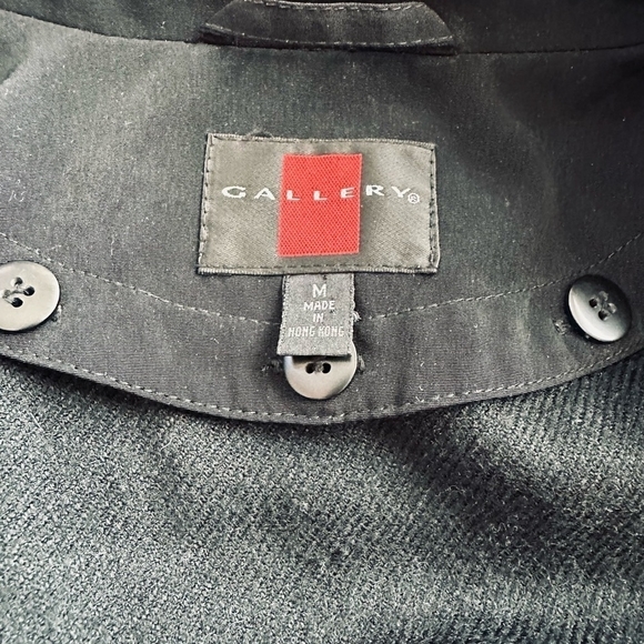 Women’s Jacket GALLERY Black Removable Lining & Hood Long Sleeve Zip Front Coat - Picture 8 of 9